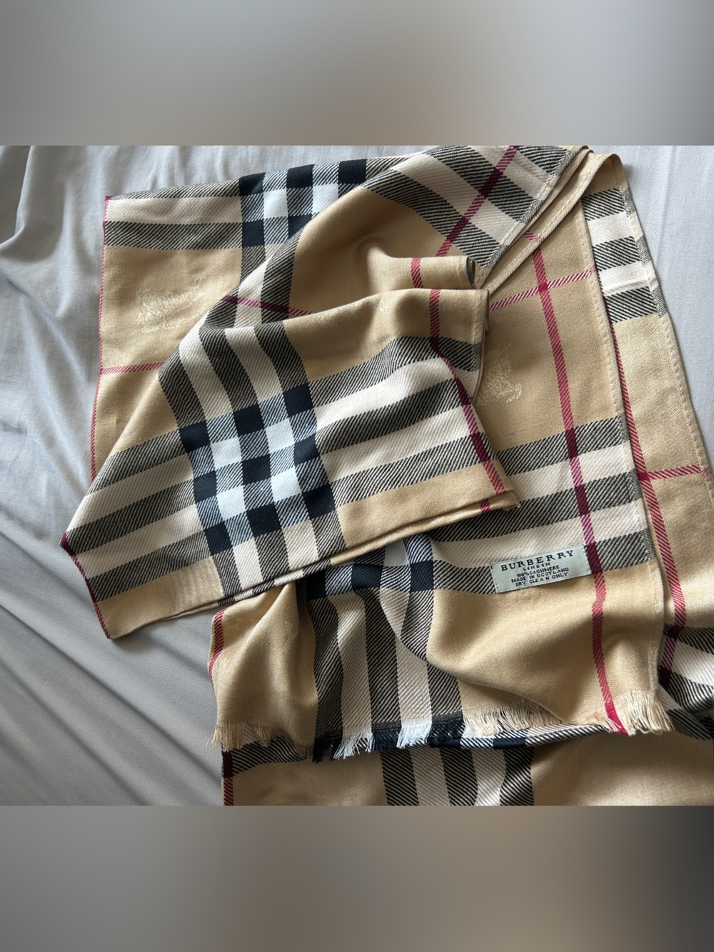 Burberry Beige Black and Red Scarf